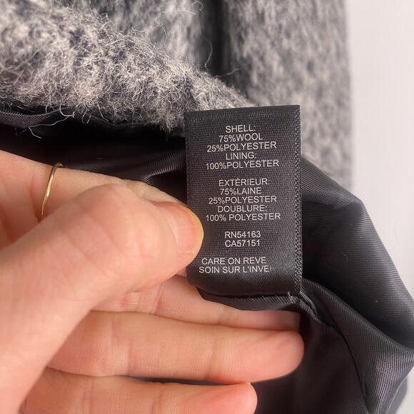 Kenneth Cole Asymmetrical Pressed Boucle Wool Coat Charcoal XL - Picture 8 of 9